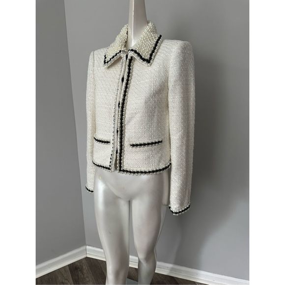 ALICE + OLIVIA Kidman cropped bead-embellished tweed jacket size XS $895 - Picture 7 of 12